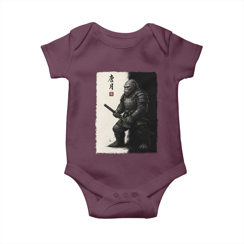 Samurai Bigfoot Baby Onesie Japanese Vintage Graphic Sumie Warrior Art - Wonder Print Shop