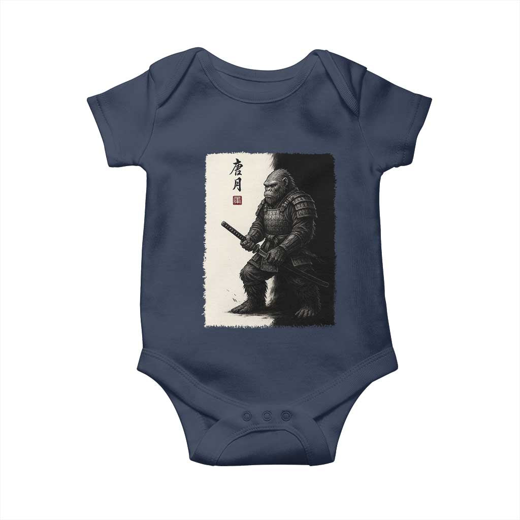 Samurai Bigfoot Baby Onesie Japanese Vintage Graphic Sumie Warrior Art - Wonder Print Shop