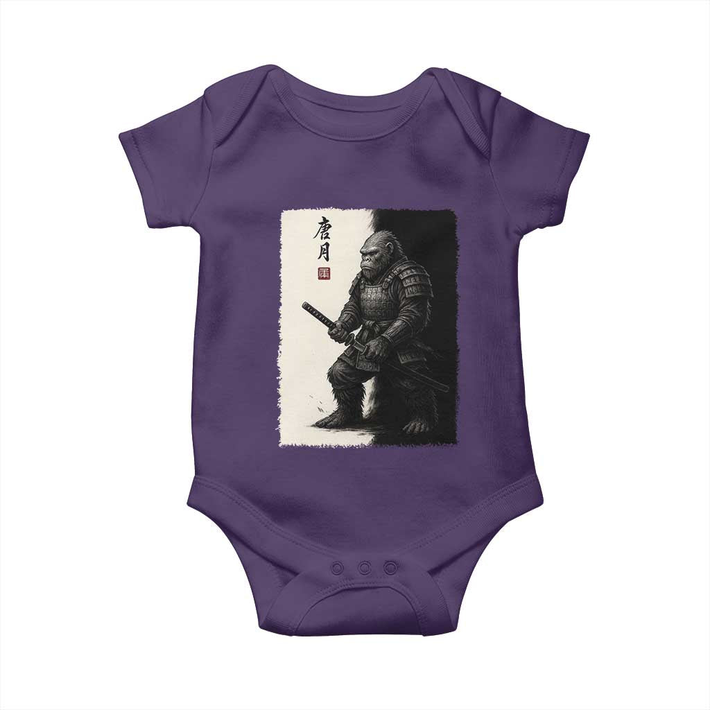 Samurai Bigfoot Baby Onesie Japanese Vintage Graphic Sumie Warrior Art - Wonder Print Shop