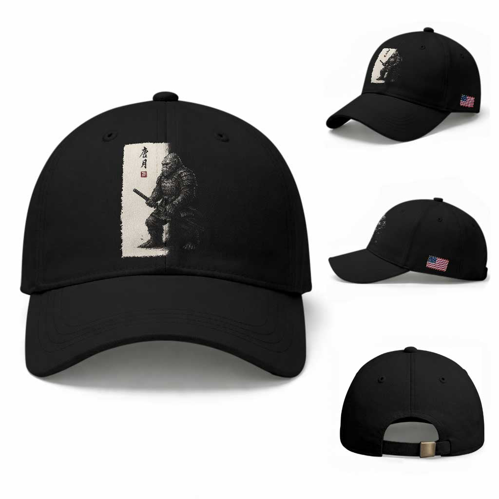 Samurai Bigfoot Baseball Cap Japanese Vintage Graphic Sumie Warrior Art