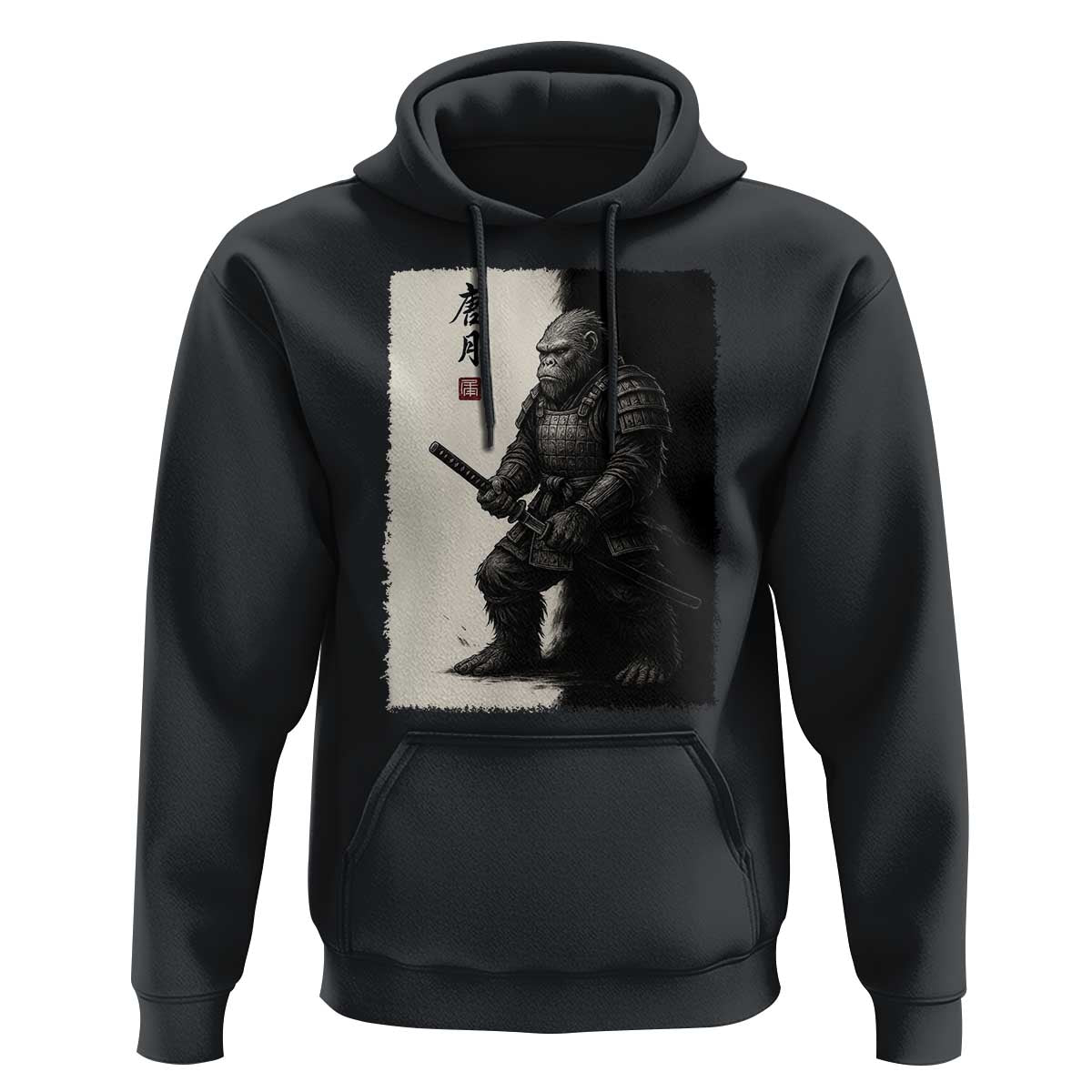 Samurai Bigfoot Hoodie Japanese Vintage Graphic Sumie Warrior Art - Wonder Print Shop