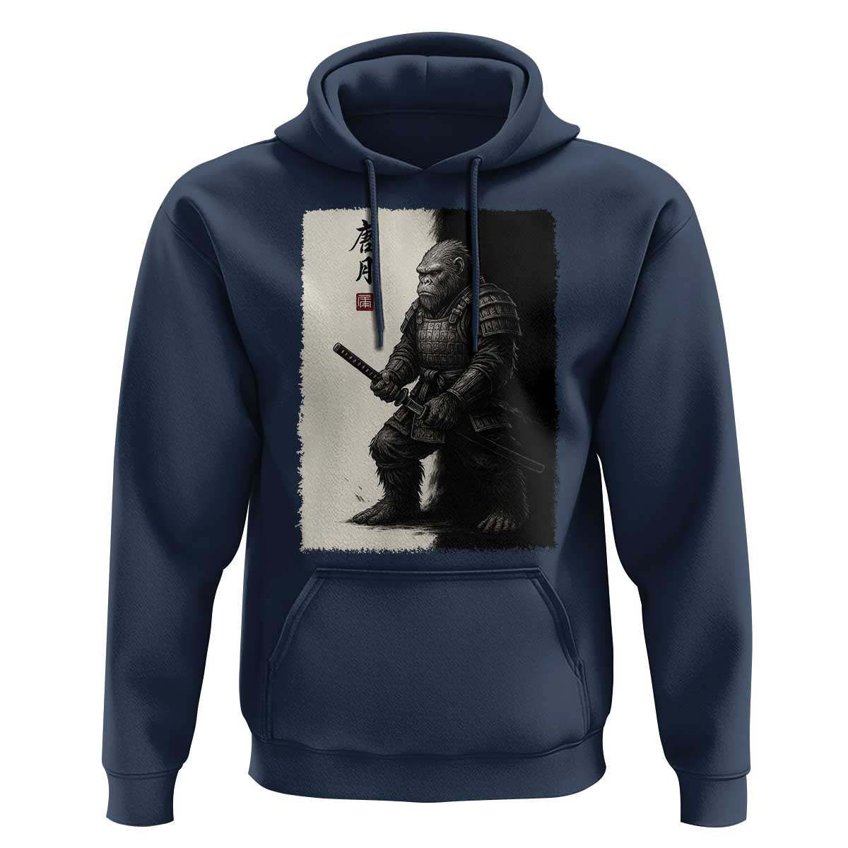 Samurai Bigfoot Hoodie Japanese Vintage Graphic Sumie Warrior Art - Wonder Print Shop