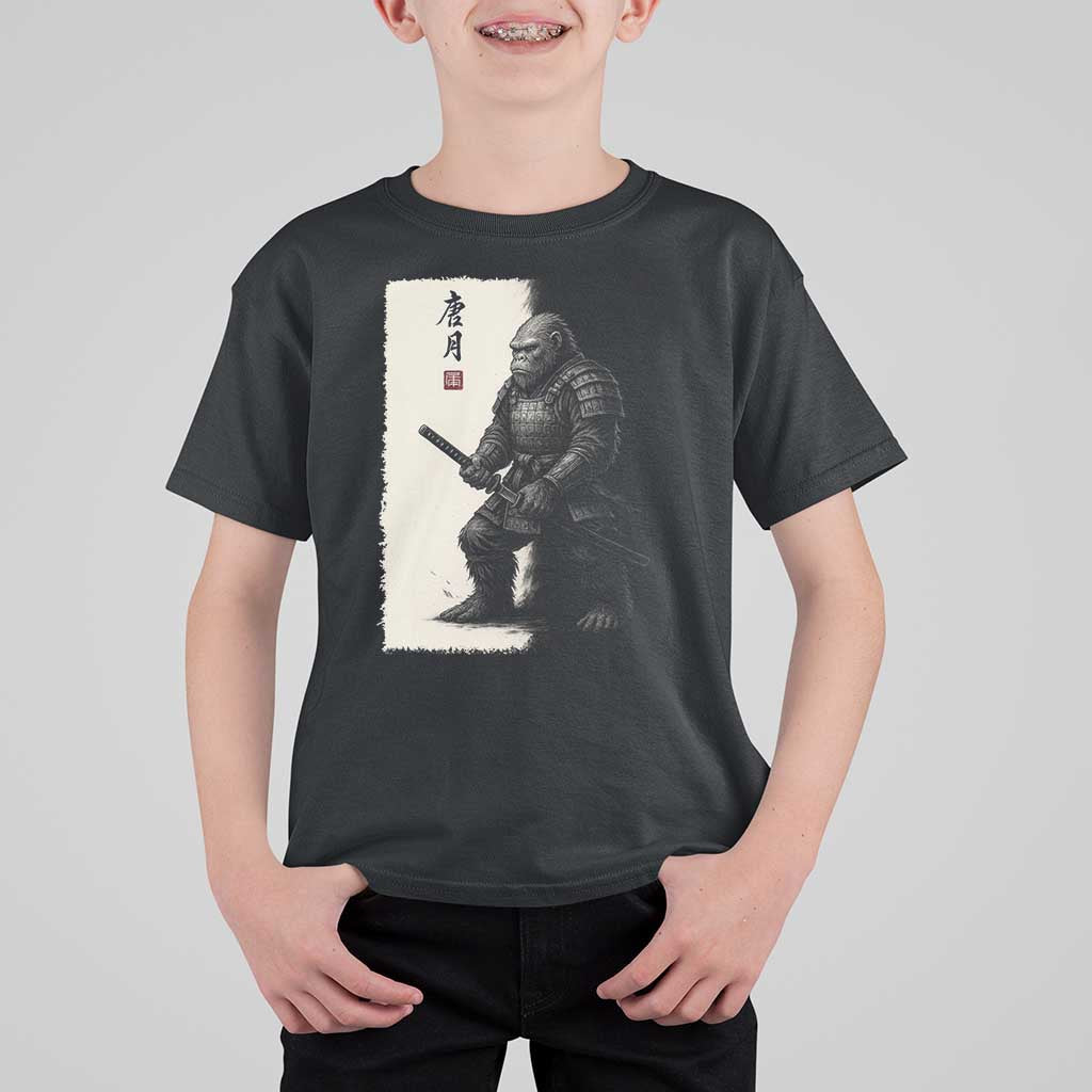 Samurai Bigfoot T Shirt For Kid Japanese Vintage Graphic Sumie Warrior Art - Wonder Print Shop