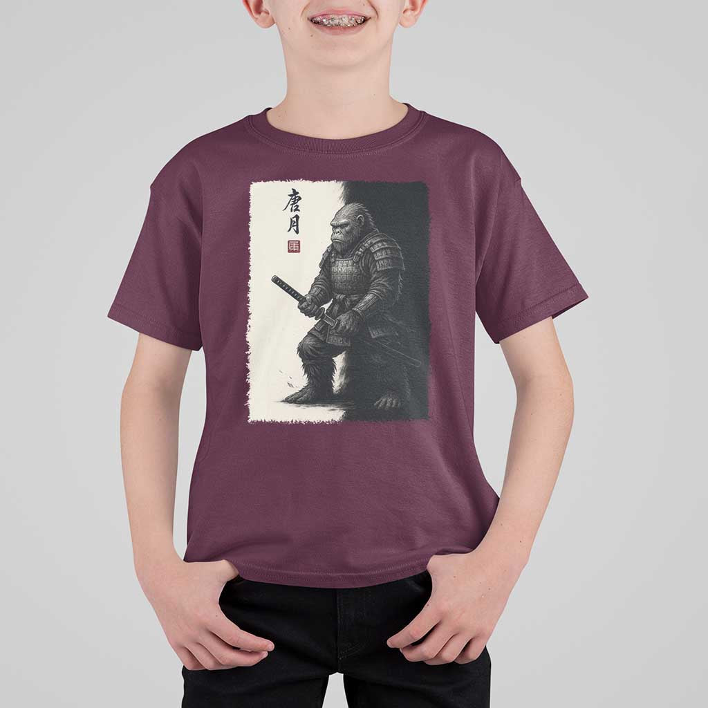 Samurai Bigfoot T Shirt For Kid Japanese Vintage Graphic Sumie Warrior Art - Wonder Print Shop
