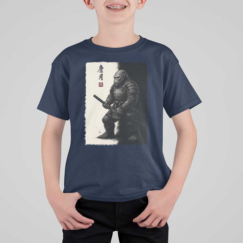 Samurai Bigfoot T Shirt For Kid Japanese Vintage Graphic Sumie Warrior Art - Wonder Print Shop