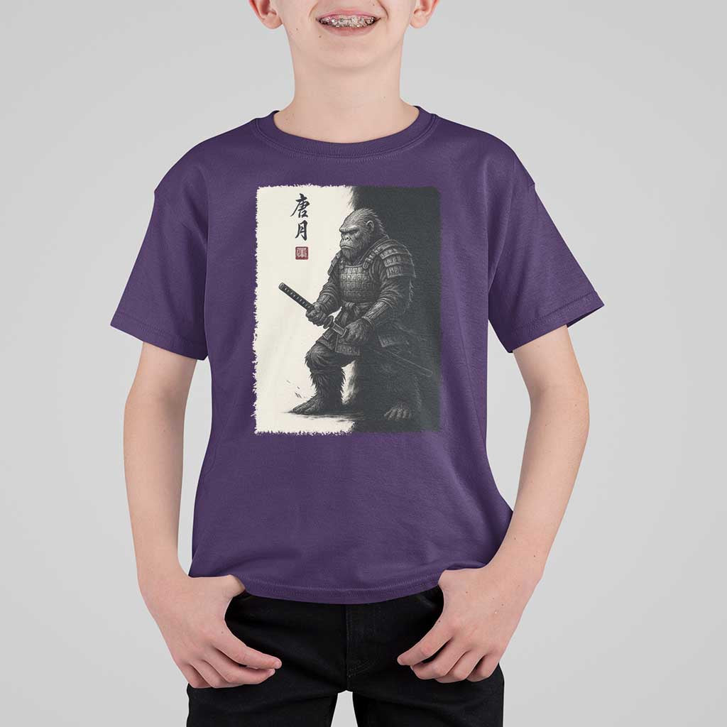Samurai Bigfoot T Shirt For Kid Japanese Vintage Graphic Sumie Warrior Art - Wonder Print Shop