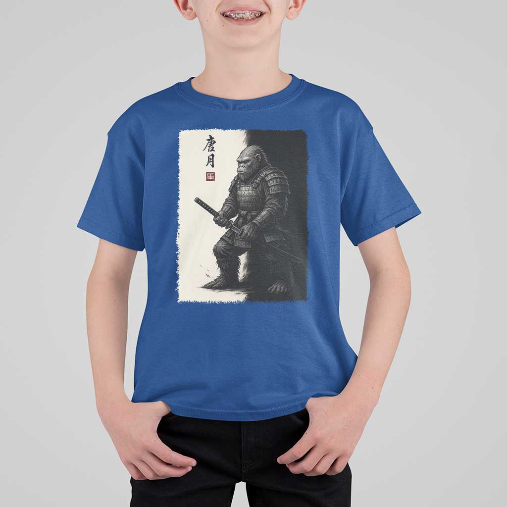 Samurai Bigfoot T Shirt For Kid Japanese Vintage Graphic Sumie Warrior Art - Wonder Print Shop