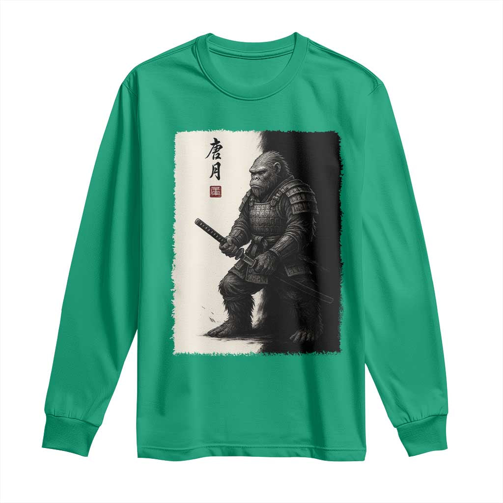 Samurai Bigfoot Long Sleeve Shirt Japanese Vintage Graphic Sumie Warrior Art - Wonder Print Shop