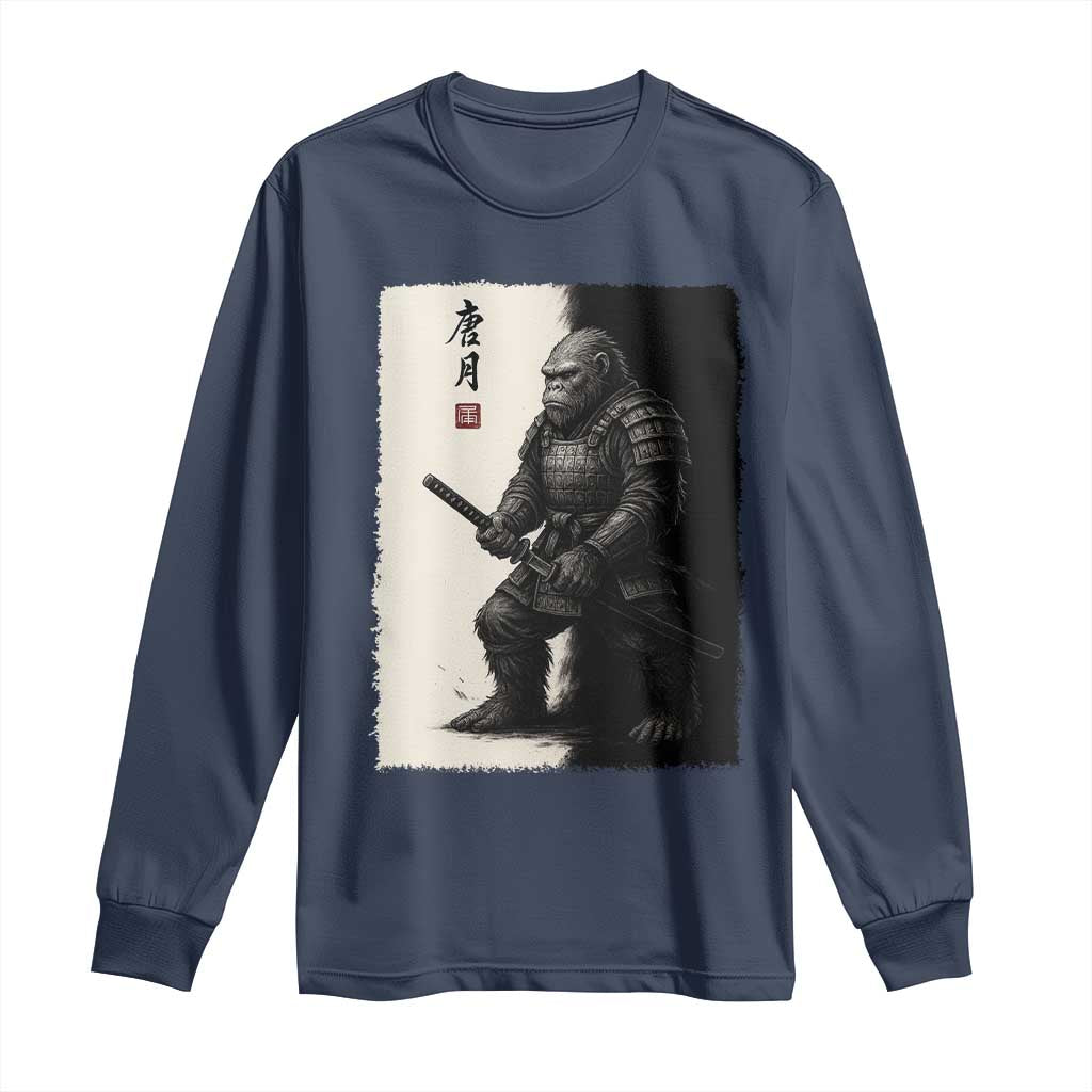 Samurai Bigfoot Long Sleeve Shirt Japanese Vintage Graphic Sumie Warrior Art - Wonder Print Shop