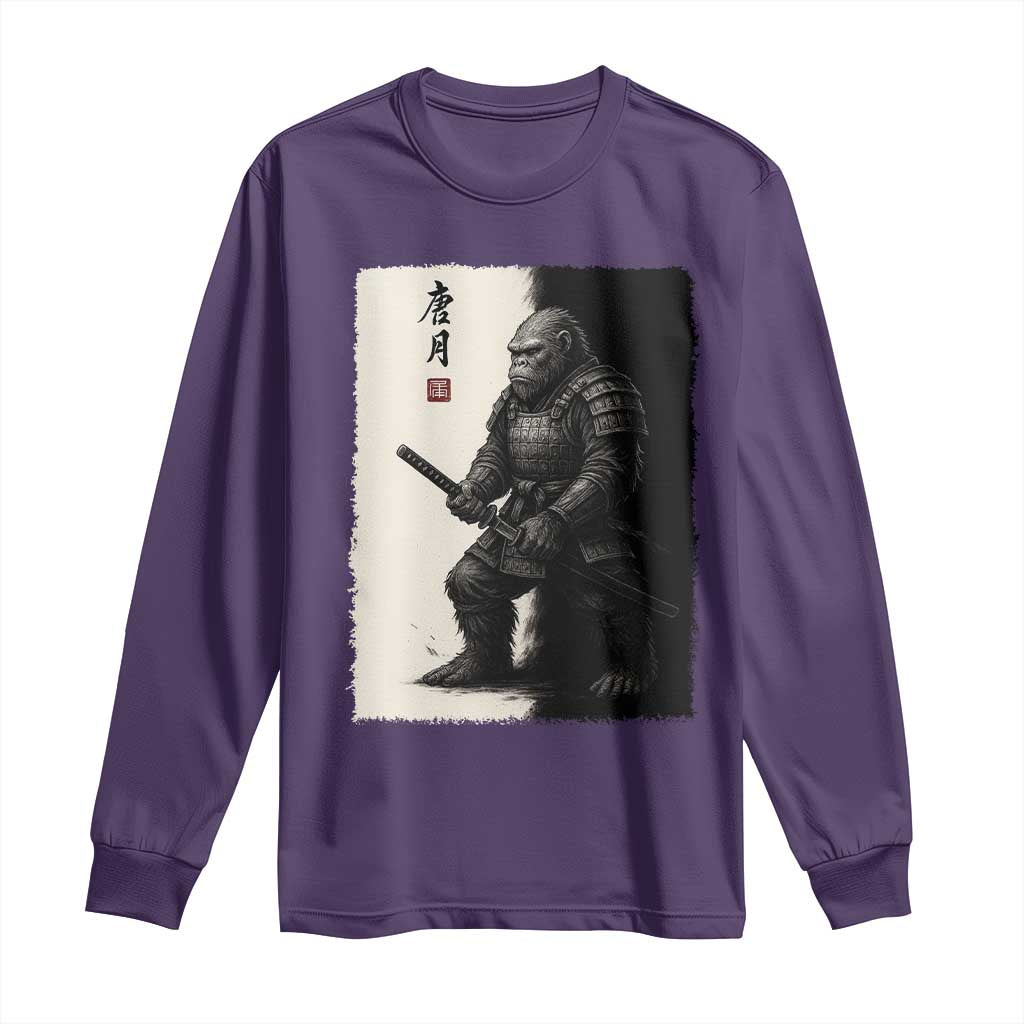Samurai Bigfoot Long Sleeve Shirt Japanese Vintage Graphic Sumie Warrior Art - Wonder Print Shop