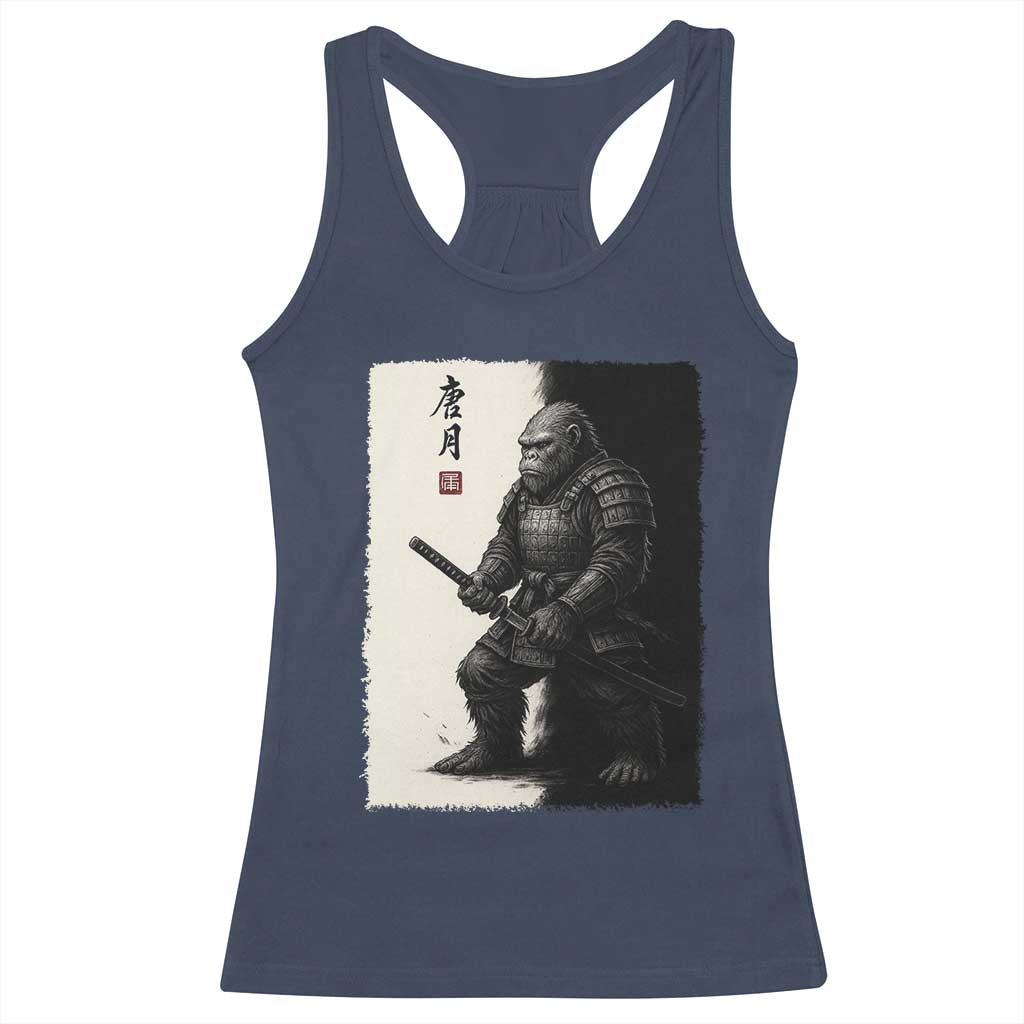 Samurai Bigfoot Racerback Tank Top Japanese Vintage Graphic Sumie Warrior Art - Wonder Print Shop