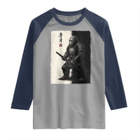 Samurai Bigfoot Raglan Shirt Japanese Vintage Graphic Sumie Warrior Art - Wonder Print Shop
