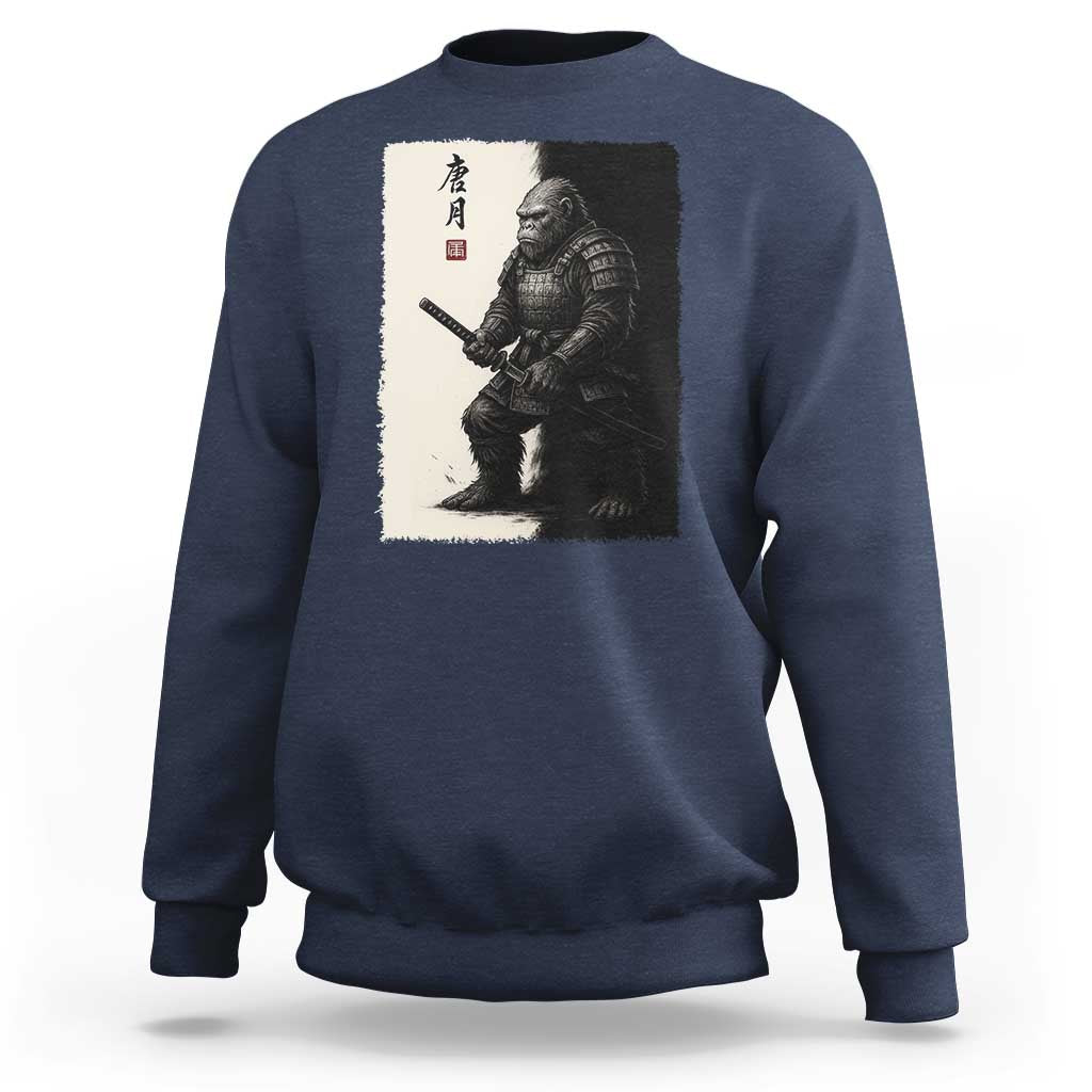 Samurai Bigfoot Sweatshirt Japanese Vintage Graphic Sumie Warrior Art - Wonder Print Shop