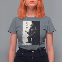 Samurai Bigfoot T Shirt For Women Japanese Vintage Graphic Sumie Warrior Art - Wonder Print Shop