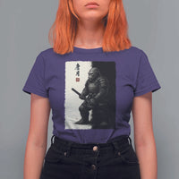 Samurai Bigfoot T Shirt For Women Japanese Vintage Graphic Sumie Warrior Art - Wonder Print Shop
