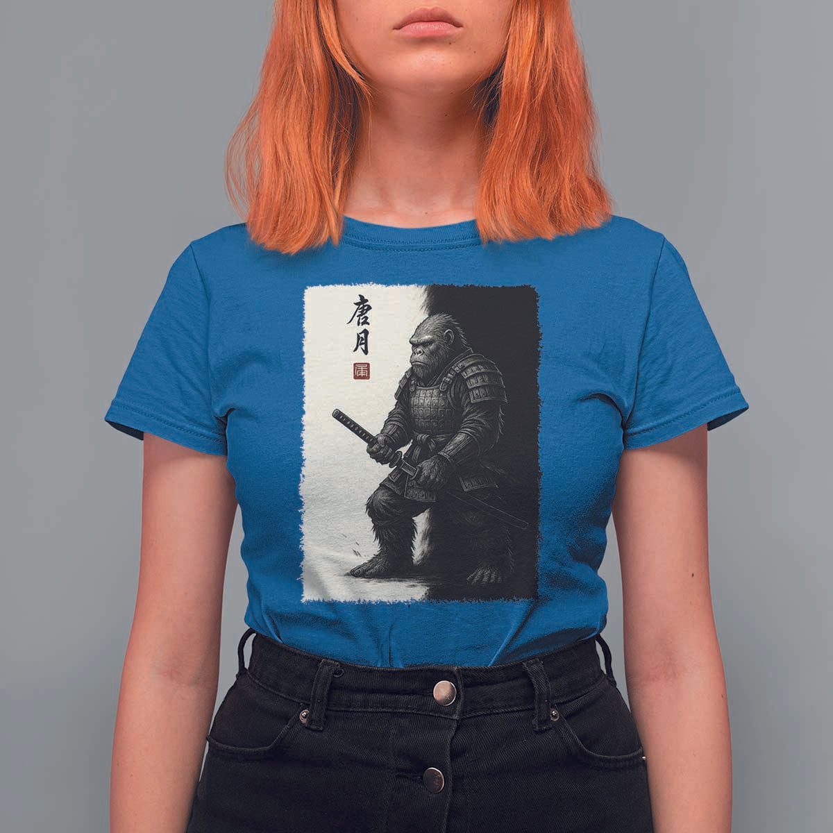 Samurai Bigfoot T Shirt For Women Japanese Vintage Graphic Sumie Warrior Art - Wonder Print Shop
