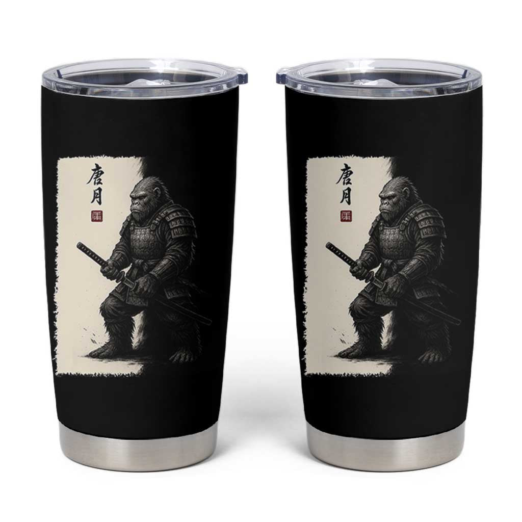 Samurai Bigfoot Tumbler Cup Japanese Vintage Graphic Sumie Warrior Art