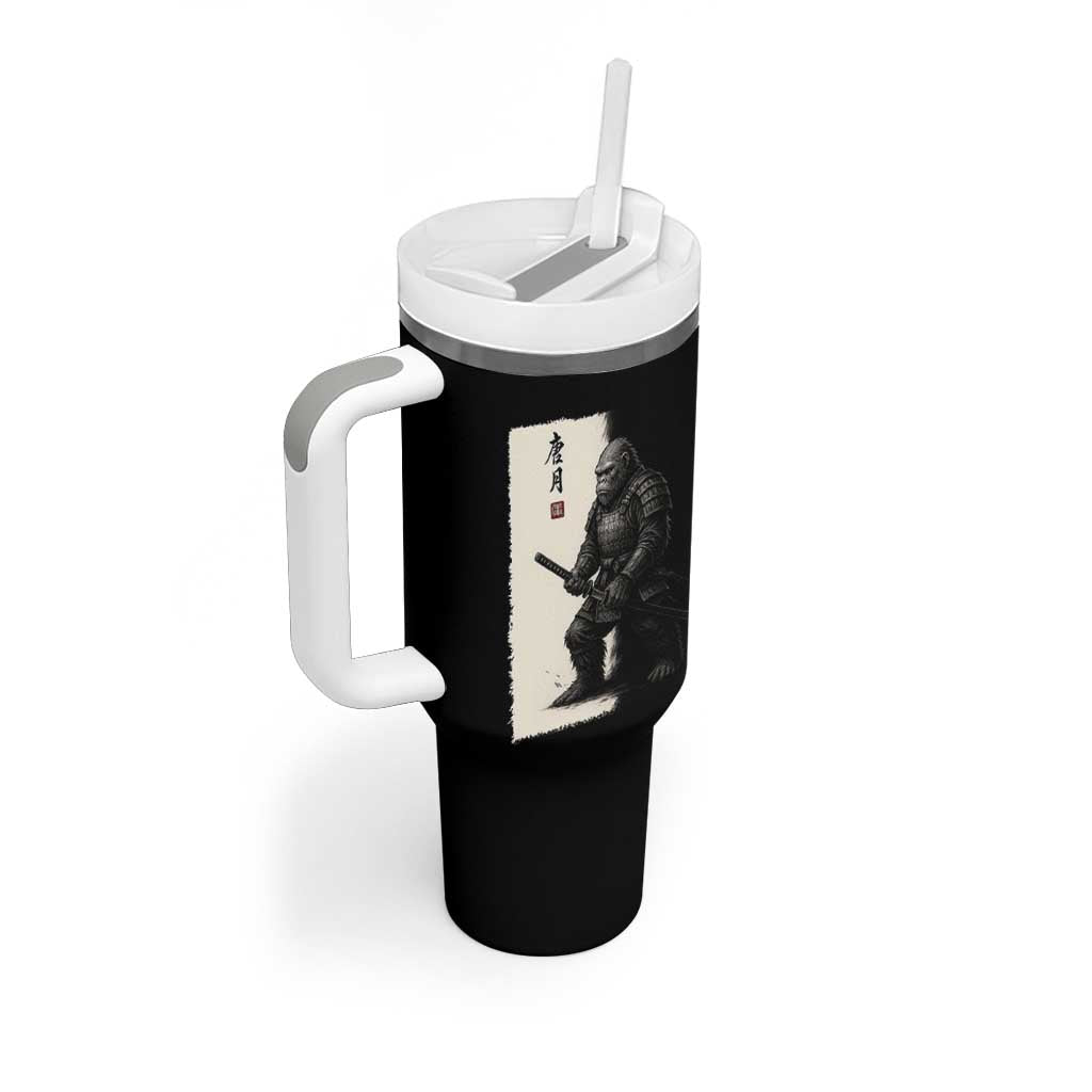 Samurai Bigfoot Tumbler With Handle Japanese Vintage Graphic Sumie Warrior Art