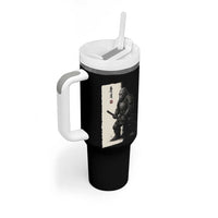 Samurai Bigfoot Tumbler With Handle Japanese Vintage Graphic Sumie Warrior Art