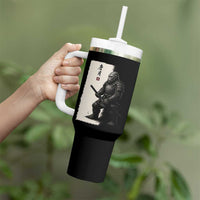 Samurai Bigfoot Tumbler With Handle Japanese Vintage Graphic Sumie Warrior Art