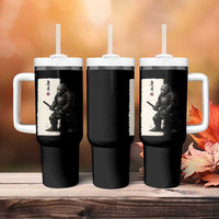 Samurai Bigfoot Tumbler With Handle Japanese Vintage Graphic Sumie Warrior Art