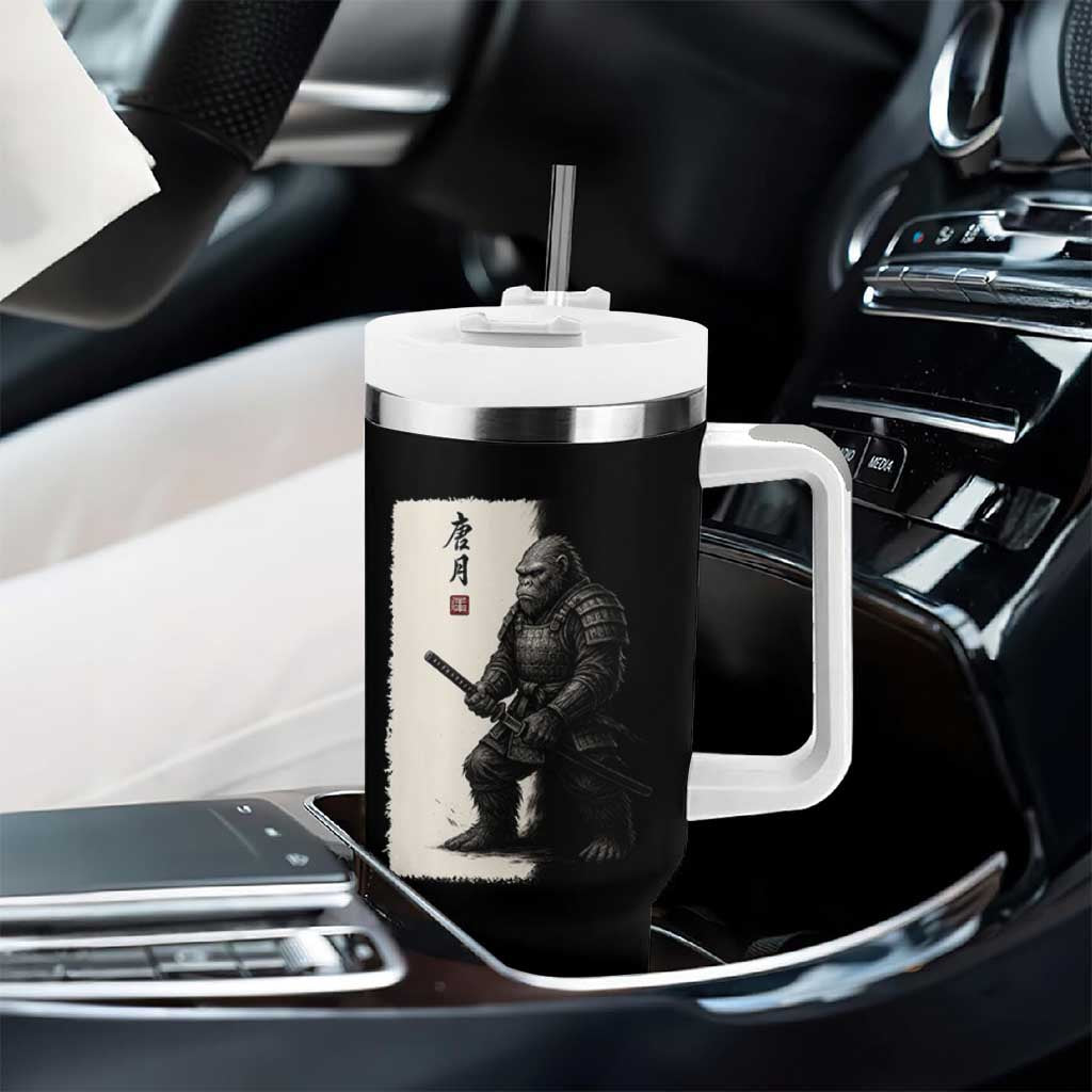 Samurai Bigfoot Tumbler With Handle Japanese Vintage Graphic Sumie Warrior Art