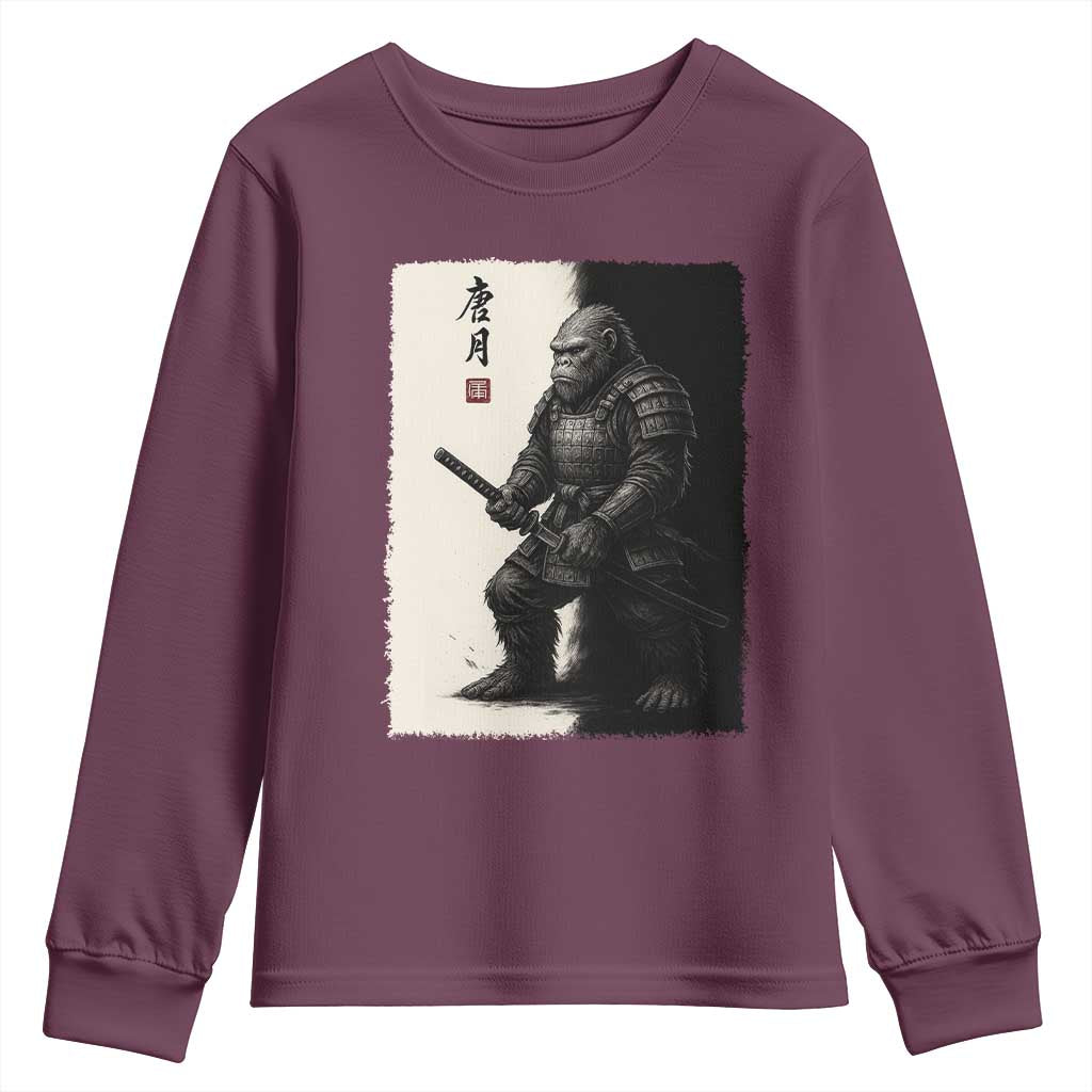 Samurai Bigfoot Youth Sweatshirt Japanese Vintage Graphic Sumie Warrior Art - Wonder Print Shop