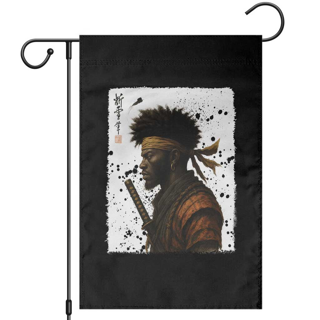Afro American Samurai Garden Flag Japanese Vintage Graphic Sumie Katana - Wonder Print Shop