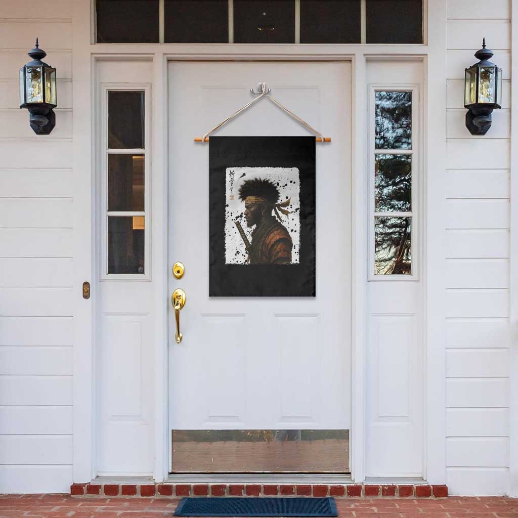 Afro American Samurai Garden Flag Japanese Vintage Graphic Sumie Katana - Wonder Print Shop