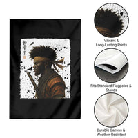 Afro American Samurai Garden Flag Japanese Vintage Graphic Sumie Katana - Wonder Print Shop