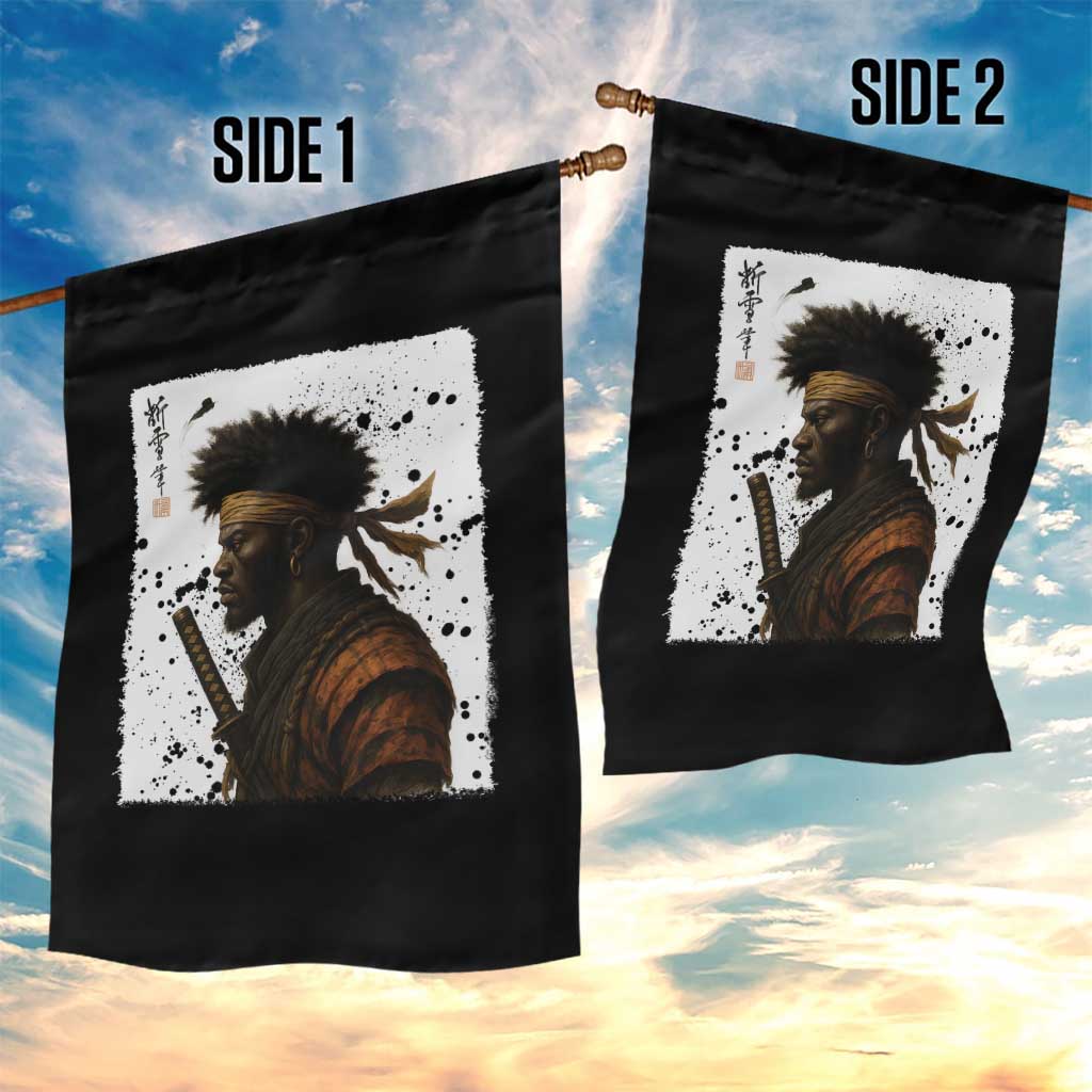Afro American Samurai Garden Flag Japanese Vintage Graphic Sumie Katana - Wonder Print Shop