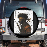 Afro American Samurai Spare Tire Cover Japanese Vintage Graphic Sumie Katana - Wonder Print Shop