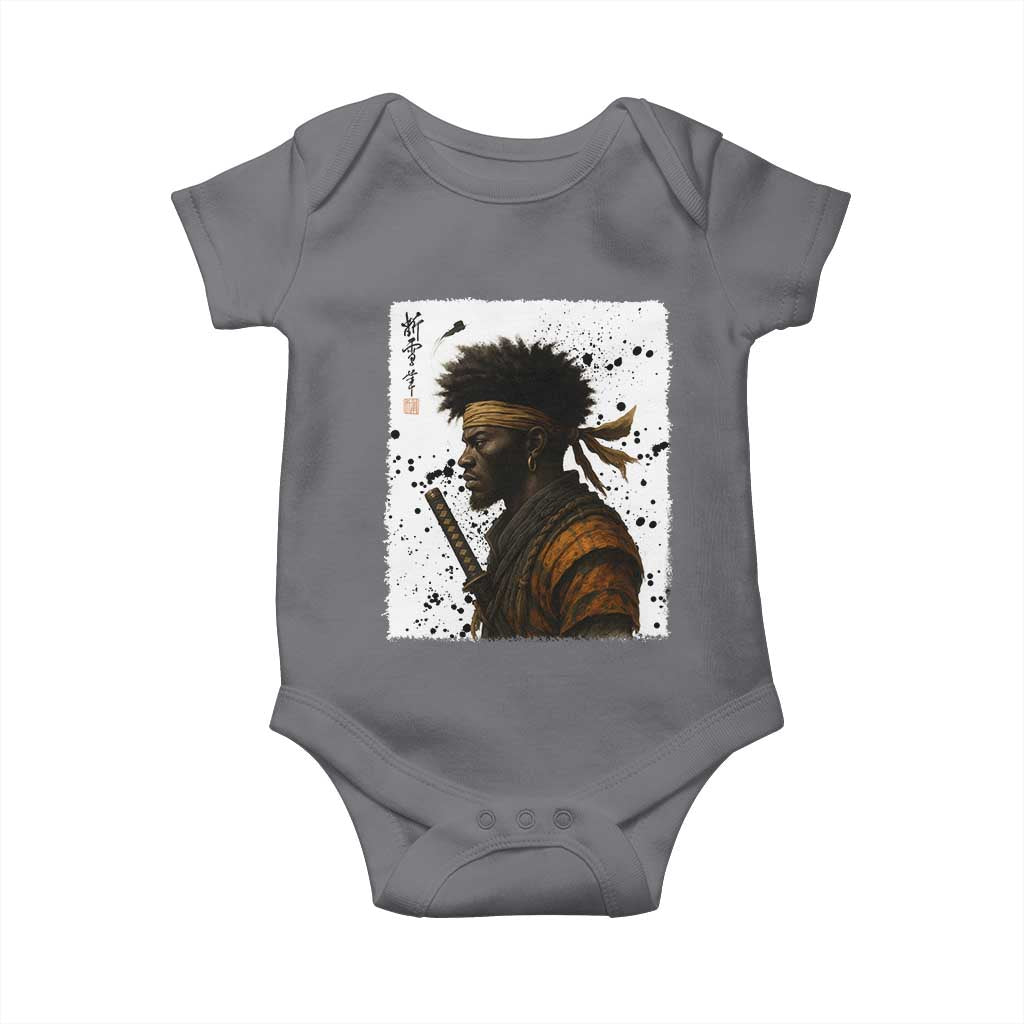 Afro American Samurai Baby Onesie Japanese Vintage Graphic Sumie Katana - Wonder Print Shop