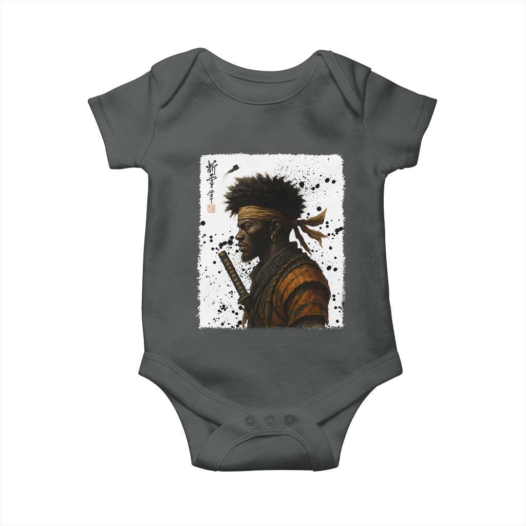 Afro American Samurai Baby Onesie Japanese Vintage Graphic Sumie Katana - Wonder Print Shop