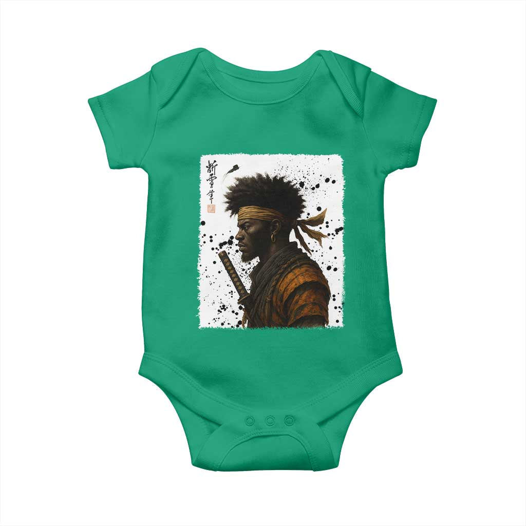 Afro American Samurai Baby Onesie Japanese Vintage Graphic Sumie Katana - Wonder Print Shop