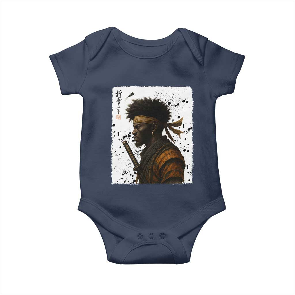 Afro American Samurai Baby Onesie Japanese Vintage Graphic Sumie Katana - Wonder Print Shop