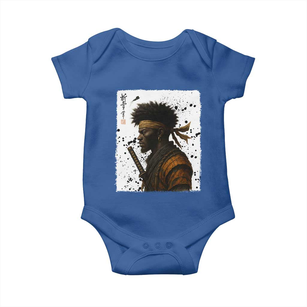 Afro American Samurai Baby Onesie Japanese Vintage Graphic Sumie Katana - Wonder Print Shop
