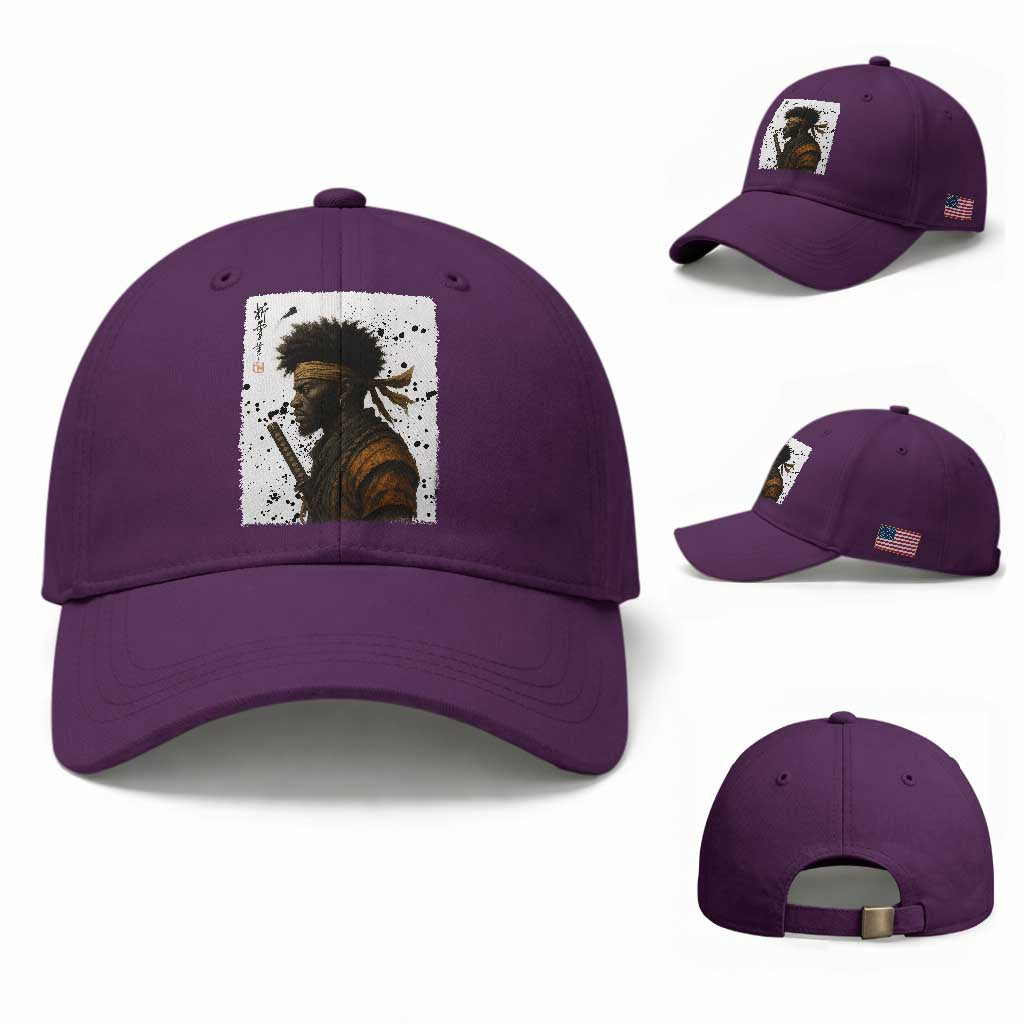 Afro American Samurai Baseball Cap Japanese Vintage Graphic Sumie Katana