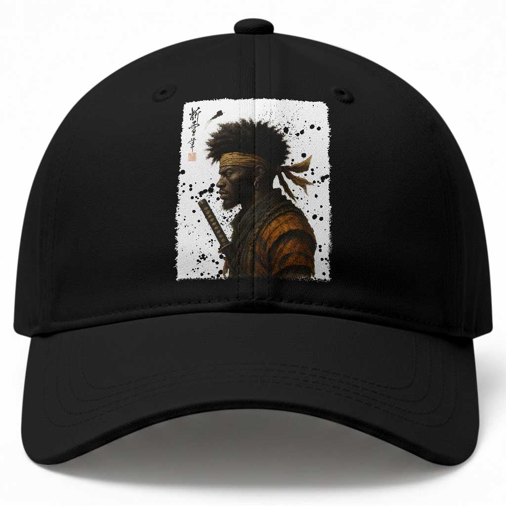 Afro American Samurai Baseball Cap Japanese Vintage Graphic Sumie Katana