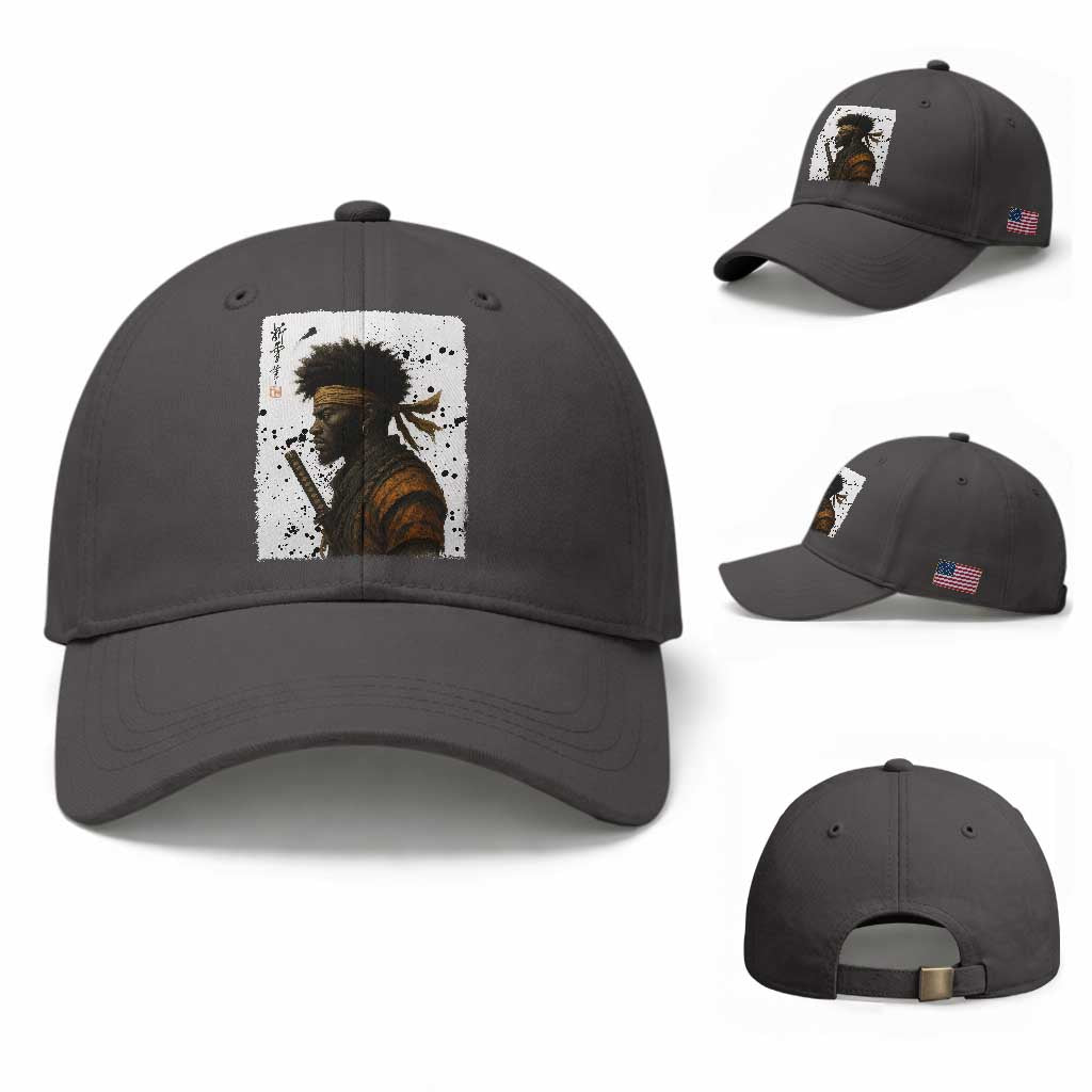 Afro American Samurai Baseball Cap Japanese Vintage Graphic Sumie Katana