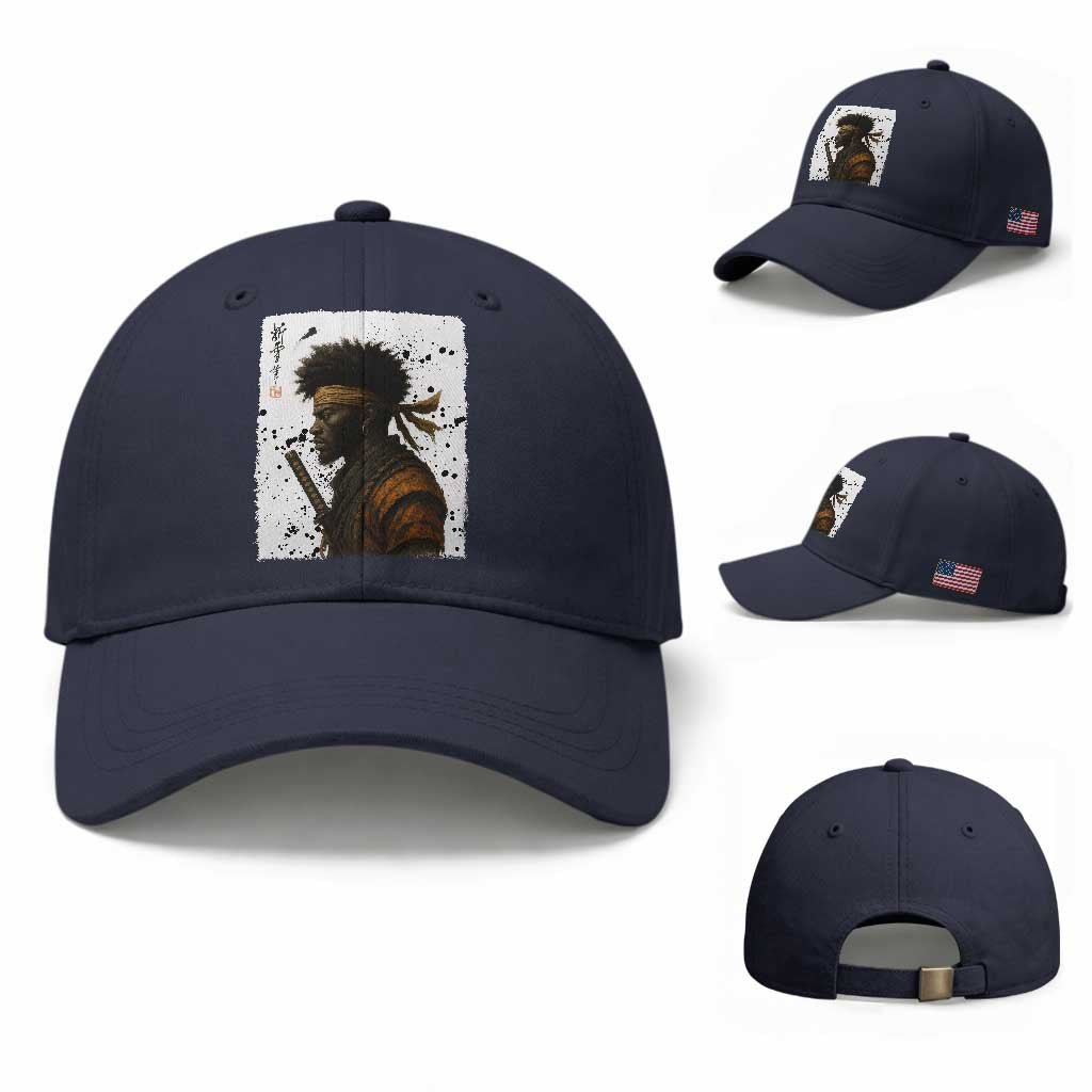 Afro American Samurai Baseball Cap Japanese Vintage Graphic Sumie Katana