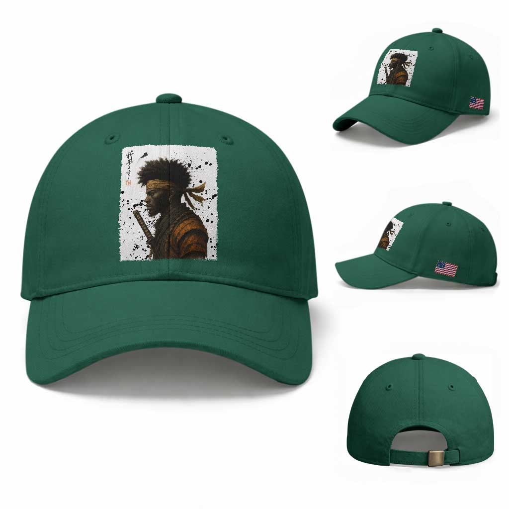 Afro American Samurai Baseball Cap Japanese Vintage Graphic Sumie Katana
