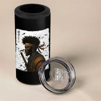 Afro American Samurai 4 in 1 Can Cooler Tumbler Japanese Vintage Graphic Sumie Katana