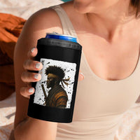 Afro American Samurai 4 in 1 Can Cooler Tumbler Japanese Vintage Graphic Sumie Katana