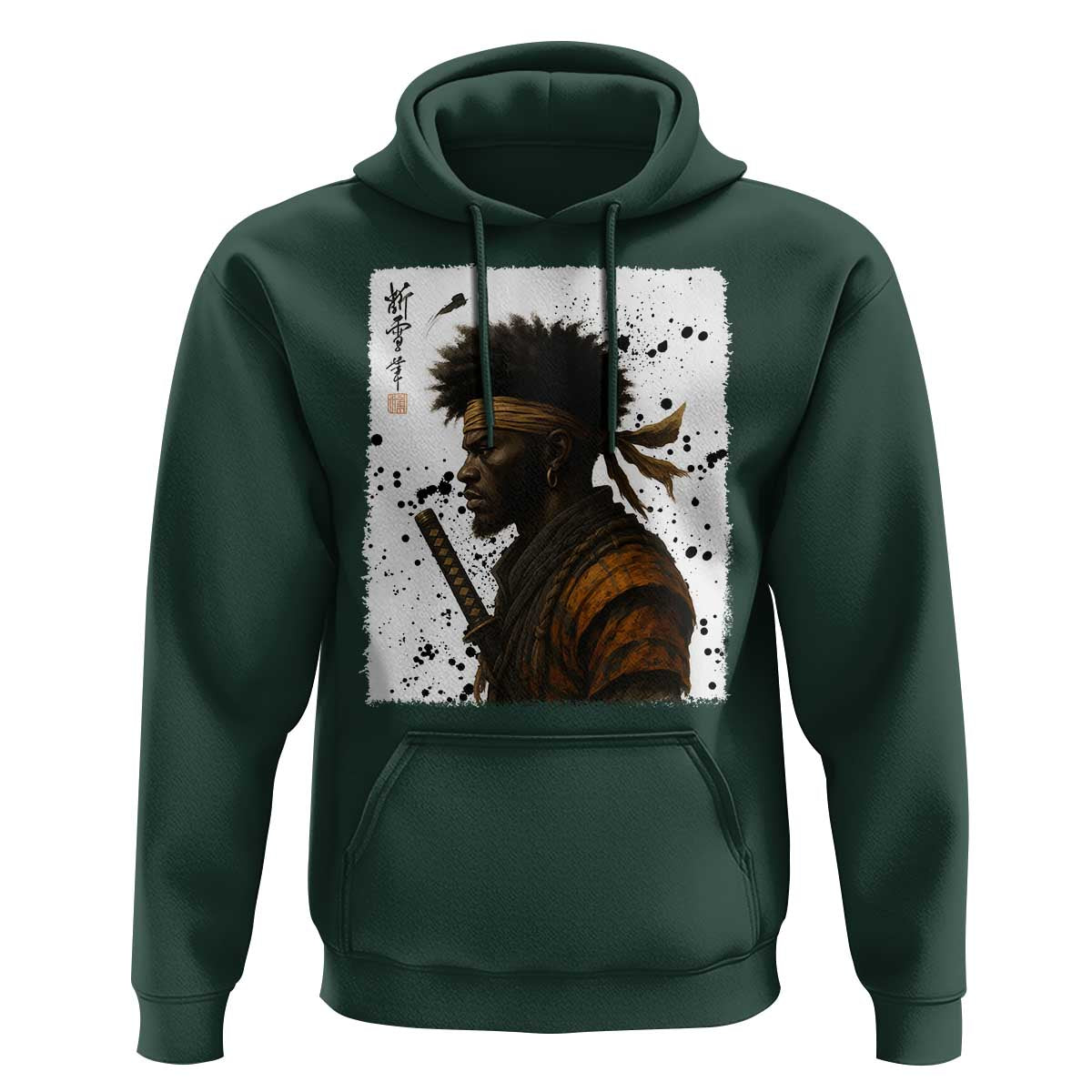 Afro American Samurai Hoodie Japanese Vintage Graphic Sumie Katana - Wonder Print Shop