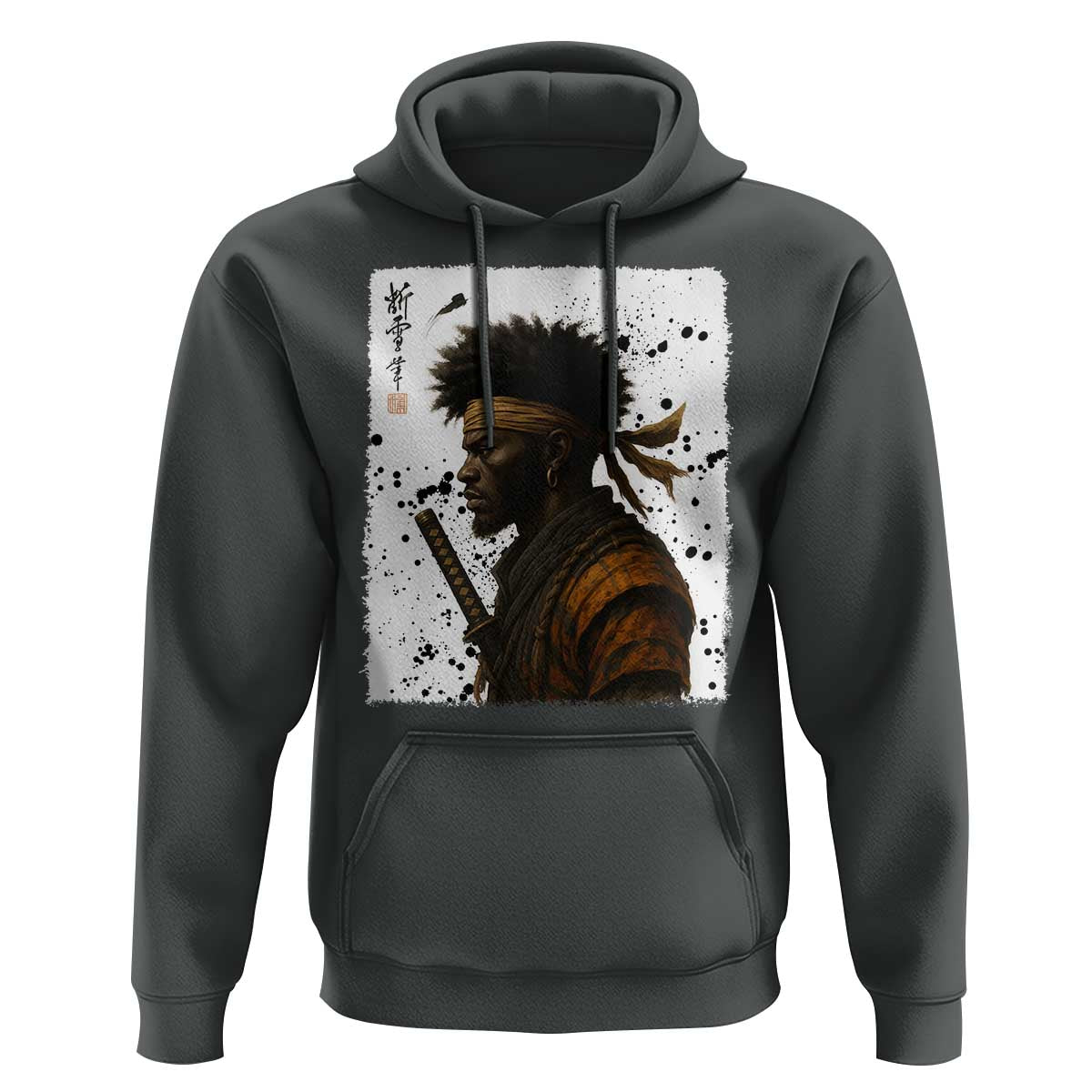 Afro American Samurai Hoodie Japanese Vintage Graphic Sumie Katana - Wonder Print Shop