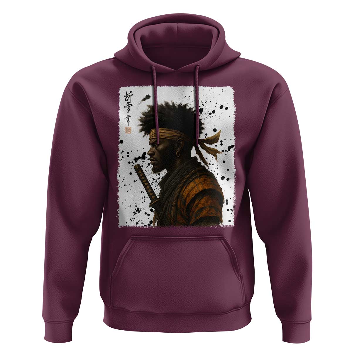 Afro American Samurai Hoodie Japanese Vintage Graphic Sumie Katana - Wonder Print Shop