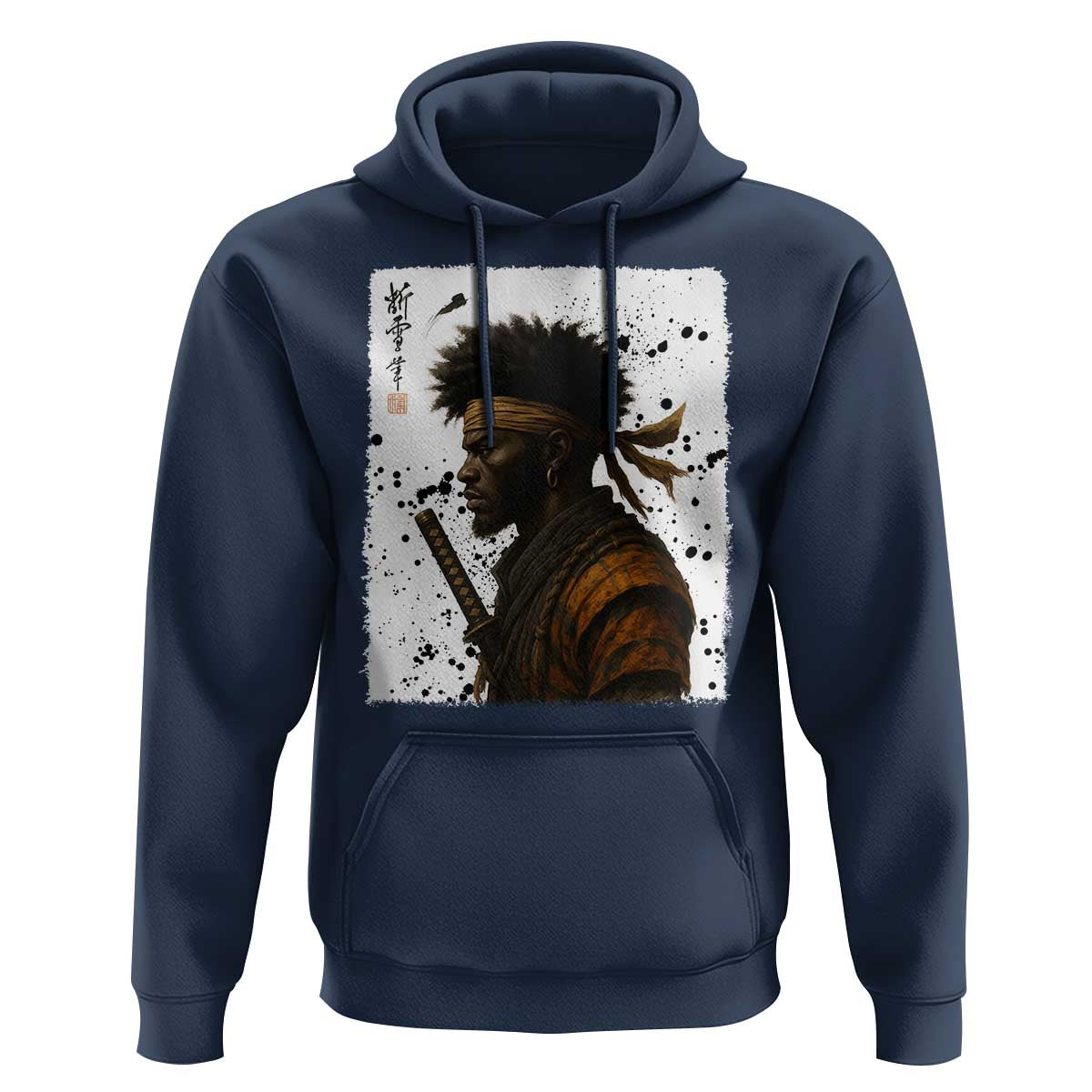 Afro American Samurai Hoodie Japanese Vintage Graphic Sumie Katana - Wonder Print Shop