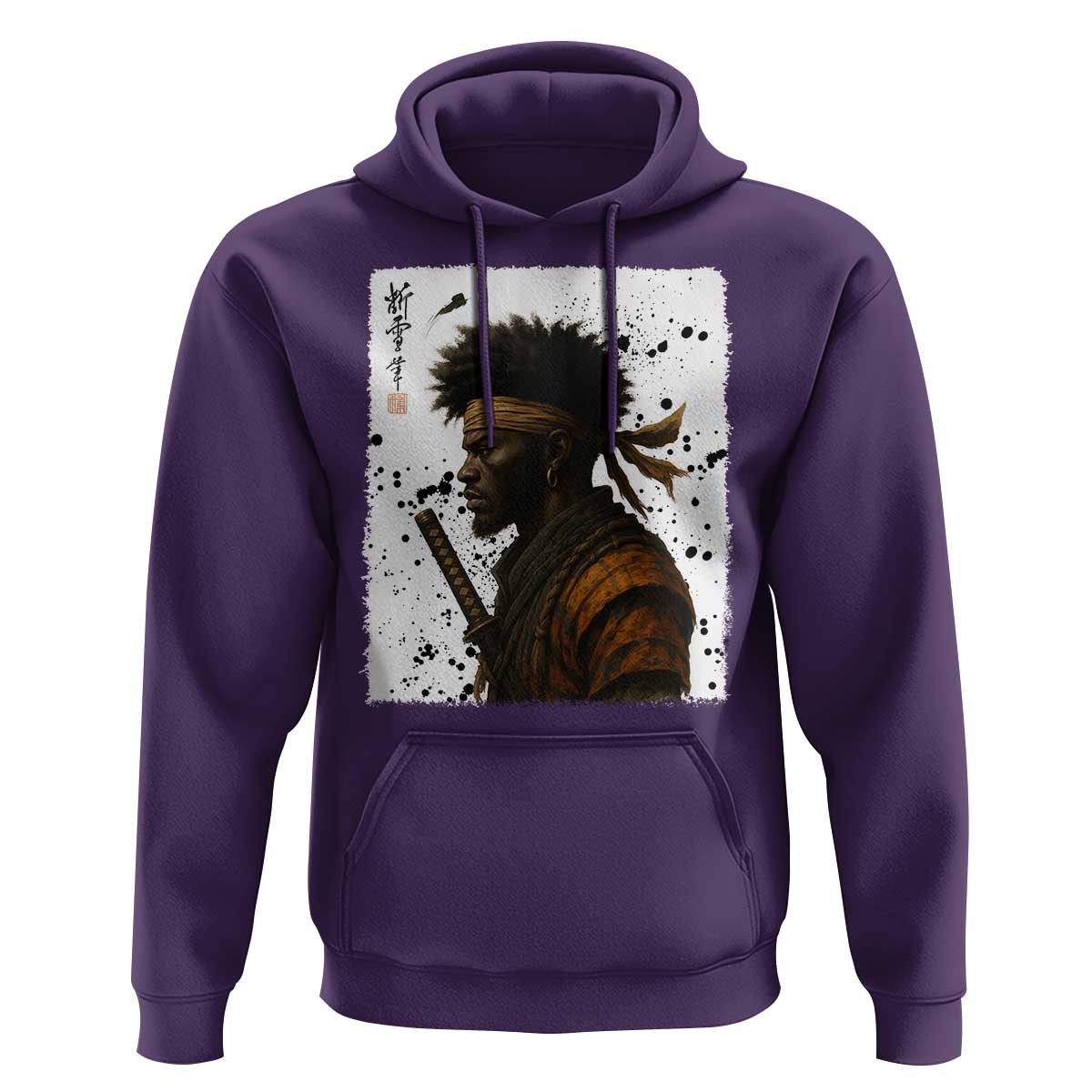Afro American Samurai Hoodie Japanese Vintage Graphic Sumie Katana - Wonder Print Shop
