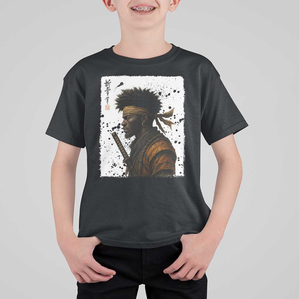 Afro American Samurai T Shirt For Kid Japanese Vintage Graphic Sumie Katana - Wonder Print Shop